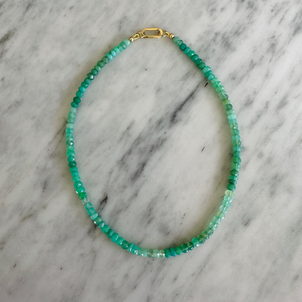 Teeny Green Chrysoprase﻿ Gemstone Necklace