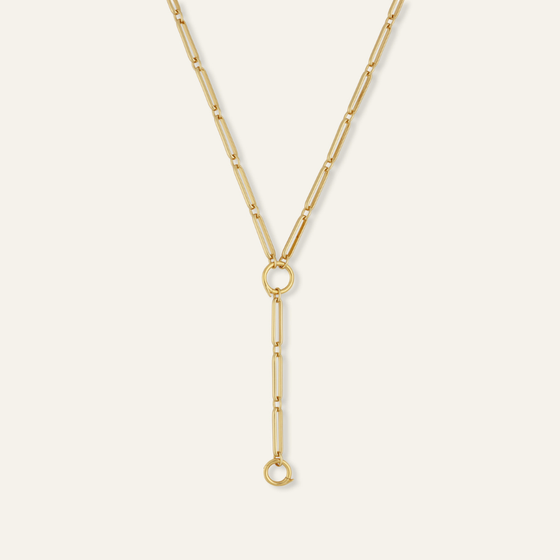 Mixed Link Charm Clip Necklace with Lariat