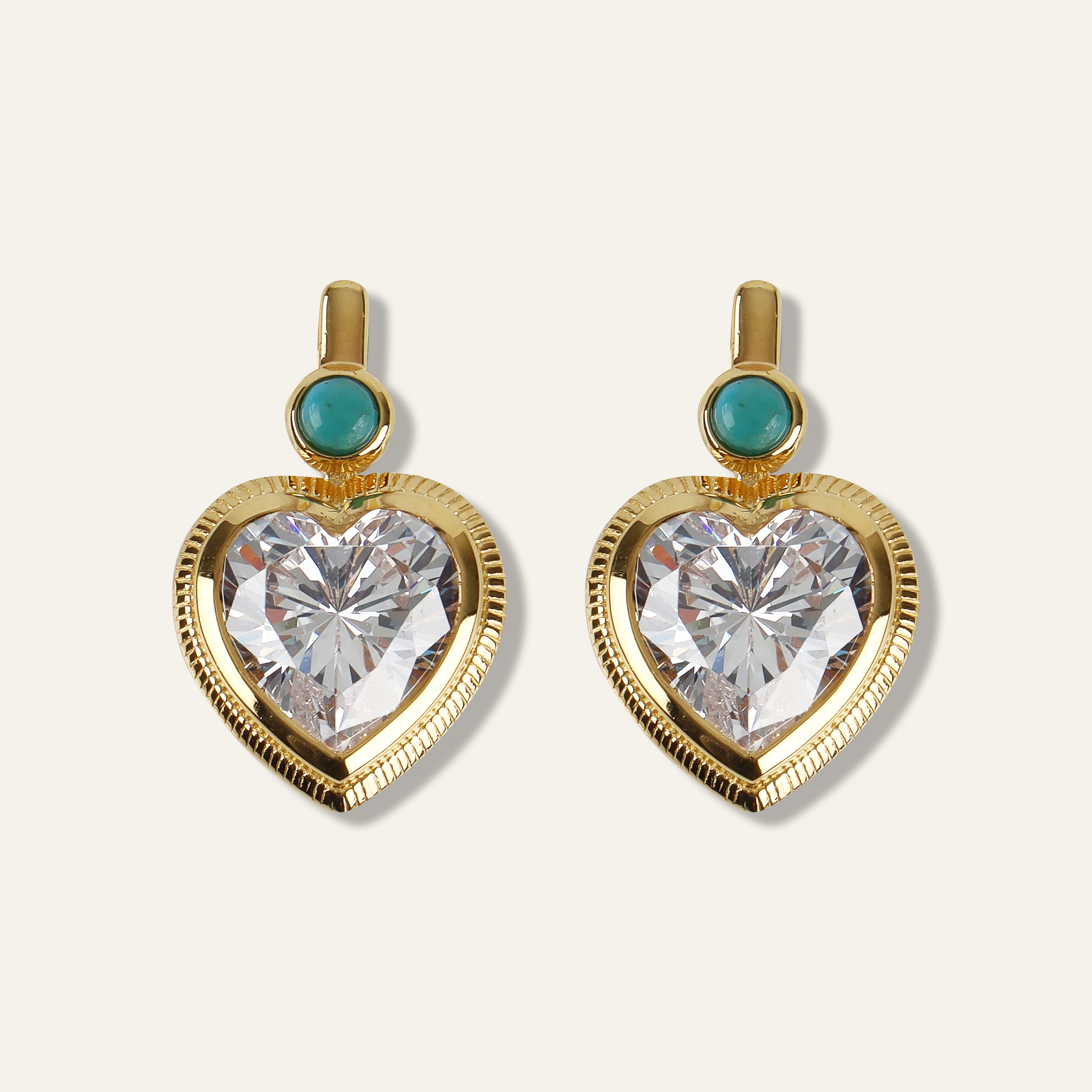 Bezel Heart Earrings with Turquoise – HART