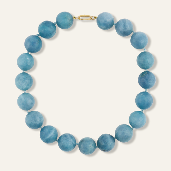 Jumbo Aquamarine Knotted Gemstone Necklace