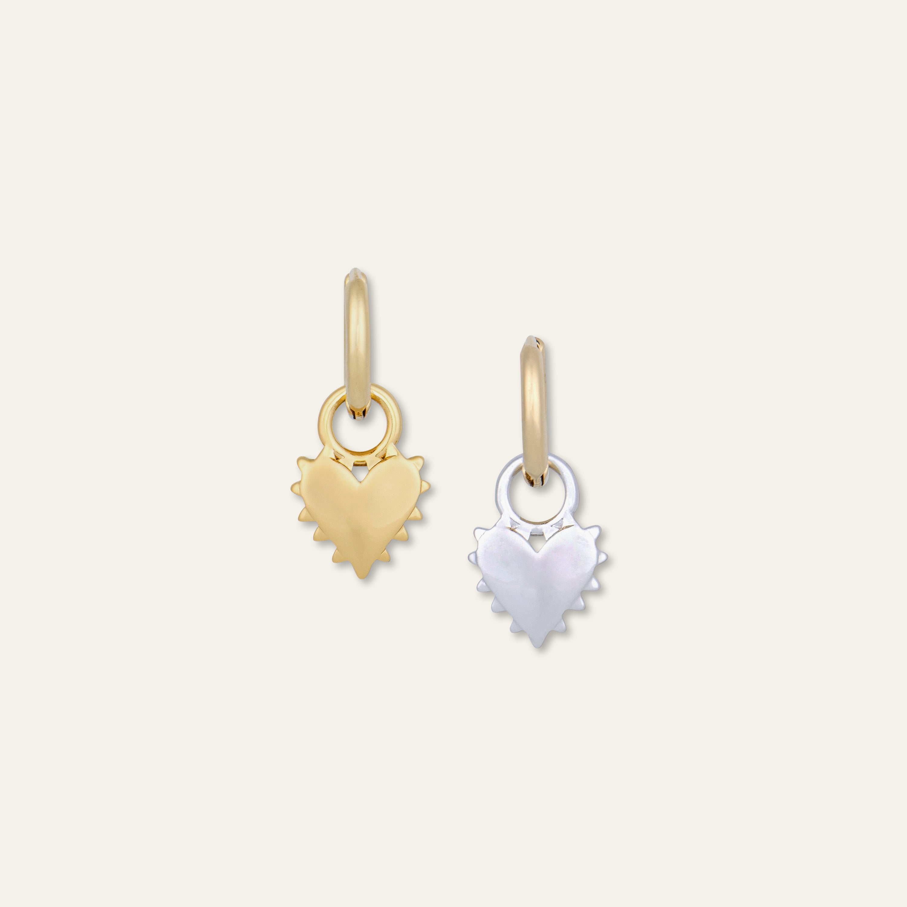 Two-Toned Spikey Heart Huggies – HART