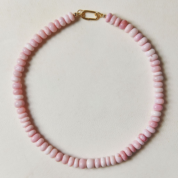shaded pink opal gemstone necklace