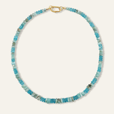 3x3 Blue Larimar and Blue Apatite Gemstone Necklace