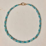 3x3 Blue Larimar and Blue Apatite Gemstone Necklace