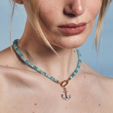 3x3 Blue Larimar and Blue Apatite Gemstone Necklace