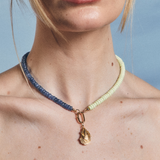 50/50 Lemon Chrysophrase and Blue Kyanite Gemstone Necklace