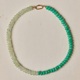 50/50 Prehnite and Chryso-Chalcedony Gemstone Necklace