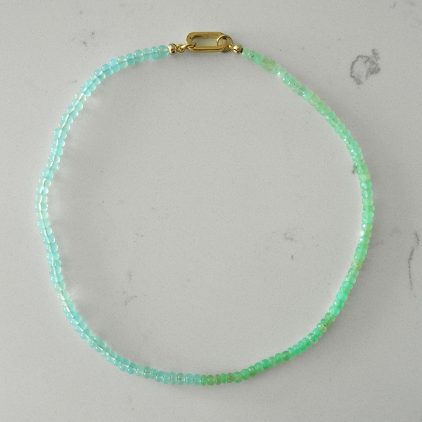 50/50 Blue Aventurine and Green Chrysoprase Gemstone Necklace