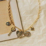 shield padlock charm necklace