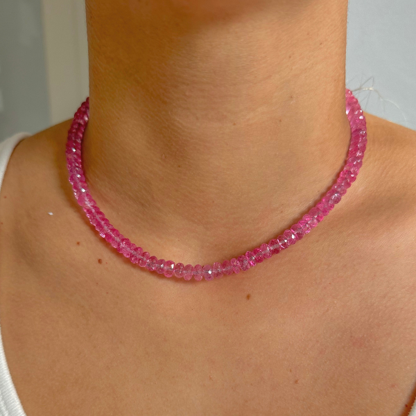 Shaded Pink Topaz Gemstone Necklace