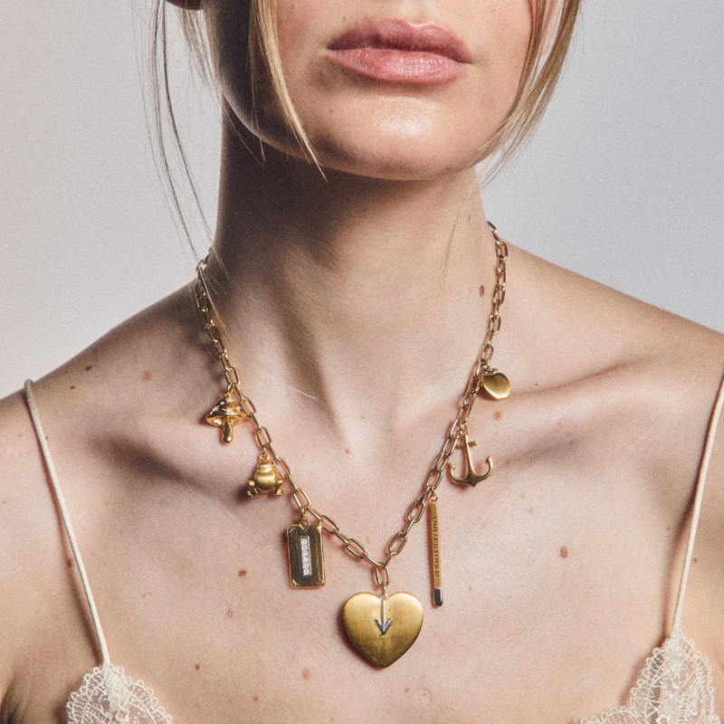 Loaded Charm Necklace on model