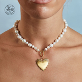 Baroque Pearl Necklace with Heart of Gold Charm