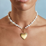 Baroque Pearl Necklace with Heart of Gold Charm