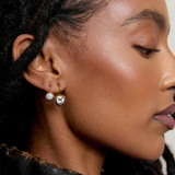 Bezel Heart Drop Earrings + Bezel Drop Earrings