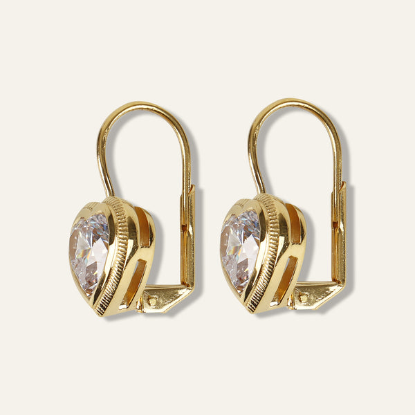 Bezel Heart Drop Earrings