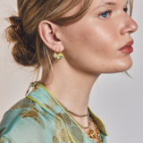 Bezel Drop Earrings & Chartreuse Enamel Bezel Drop Earrings