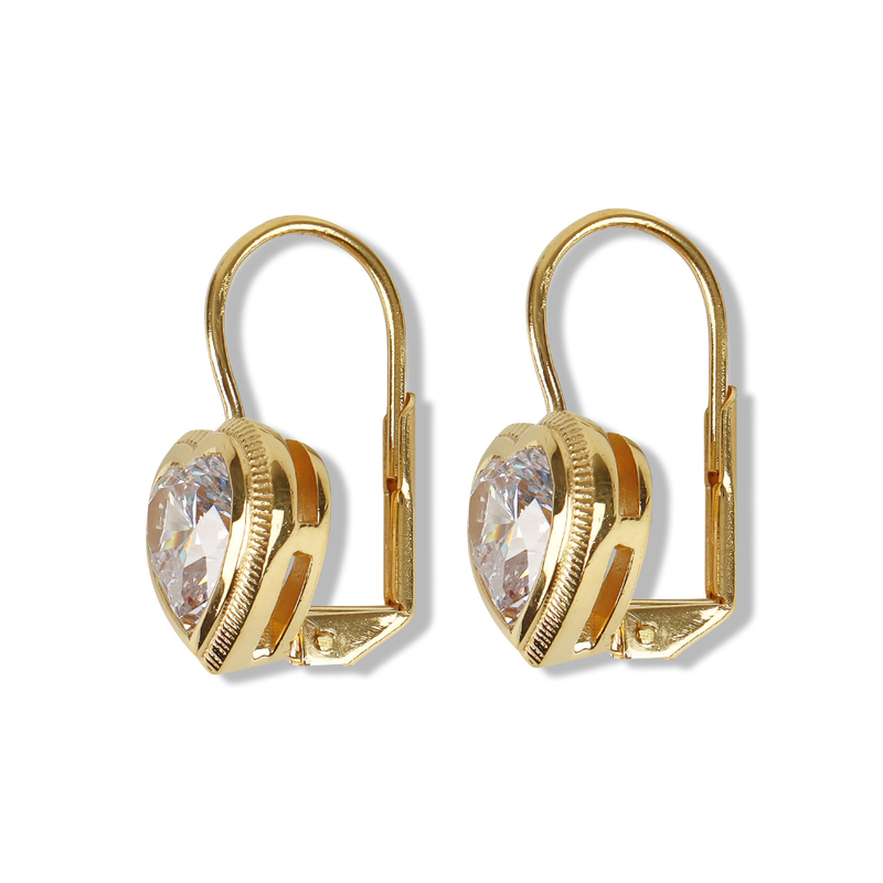 Bezel Heart Drop Earrings