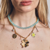 Blue Chalcedony Gemstone Necklace and a custom charm necklace