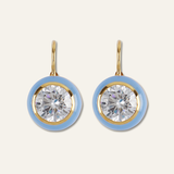 Blue Enamel Bezel Drop Earring