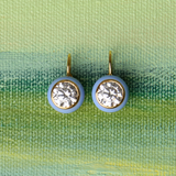 Blue Enamel Bezel Drop Earrings