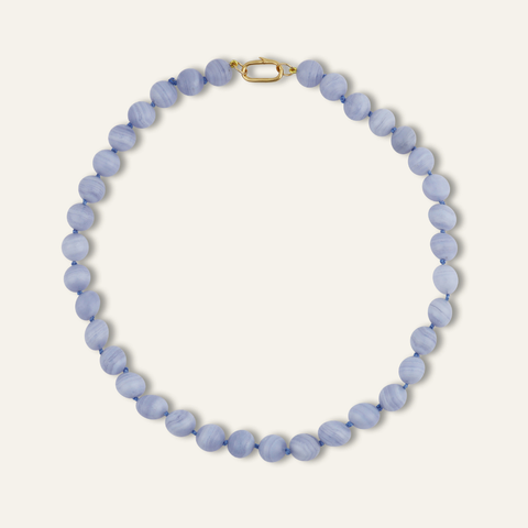 Blue Lace Agate Knotted Gemstone Necklace