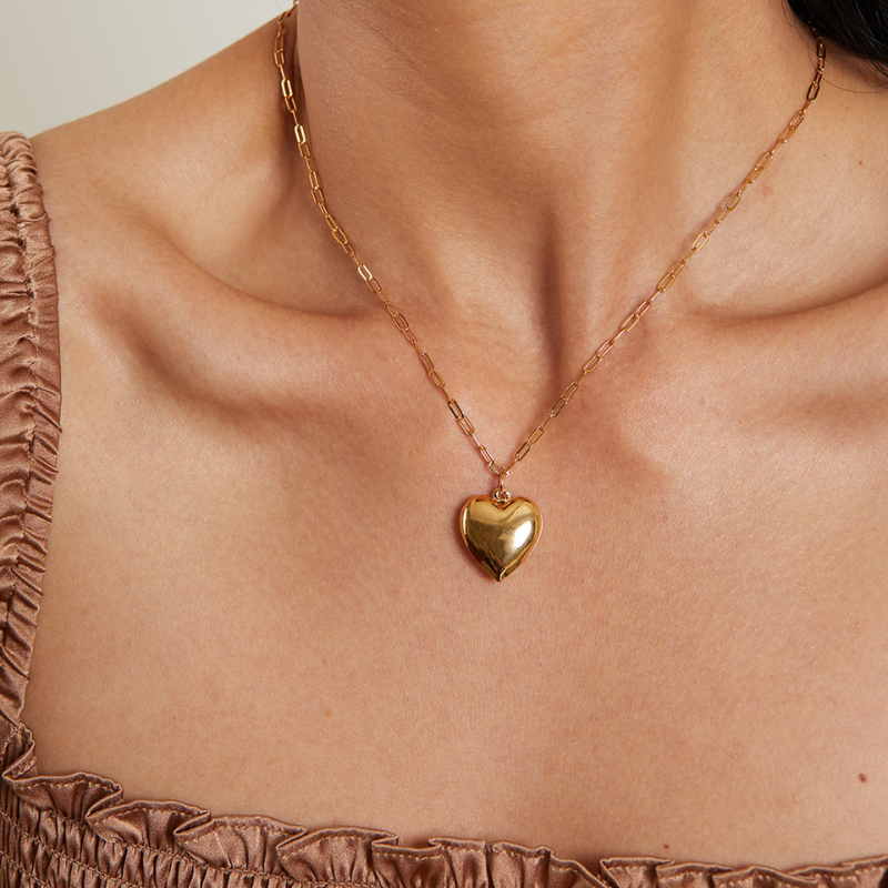 Gold Silver Puffy Heart Necklace … curated on LTK