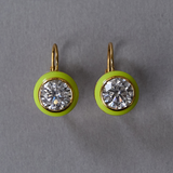 Chartreuse Enamel Bezel Drop Earring