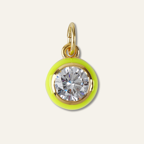 Chartreuse Enamel Bezel Charm