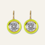 Chartreuse Enamel Bezel Drop Earring