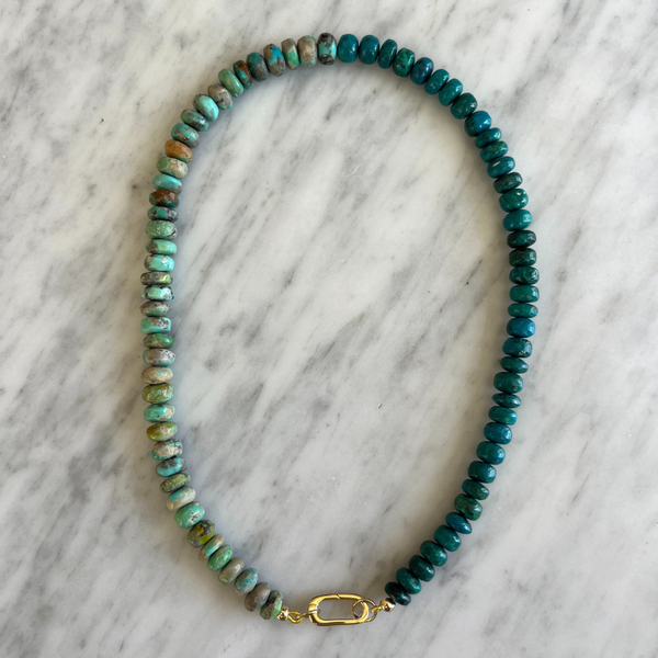 Chrysocolla & Natural Turquoise Gemstone Necklace - 50/50