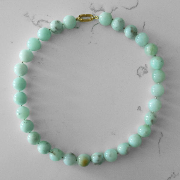 Chrysoprase Knotted Gumball Gemstone Necklace