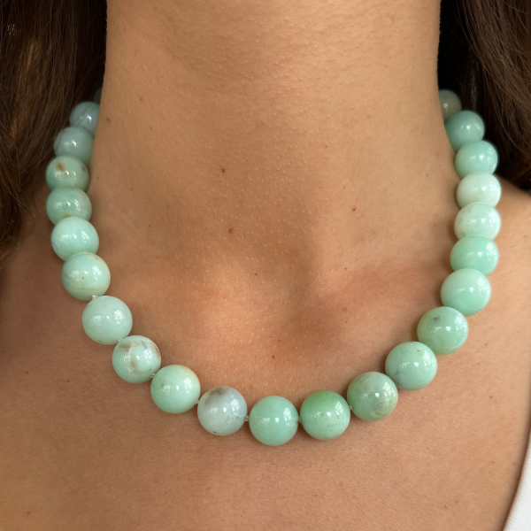 Chrysoprase Knotted Gumball Gemstone Necklace