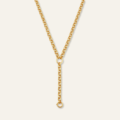 Chunky Rolo Charm Clip Lariat Necklace