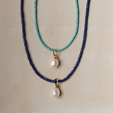 Cloud Pearl on Teeny Gemstone Necklaces