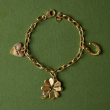 Small Luck and Love Clover Charm on charm bracelet