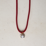 Maroon Necklace Cord with White Enamel Bezel Charm
