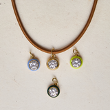 Bezel Clasp Cord Necklace with charm options