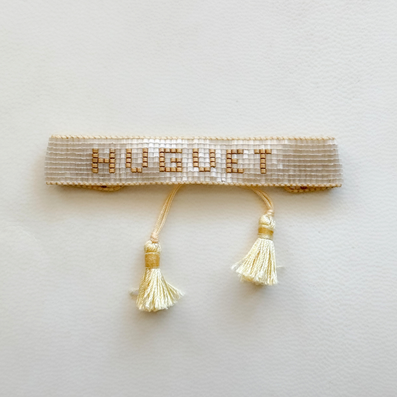 Custom White & Gold Beaded Bracelet