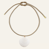 White Scallop Shell Cord Necklace