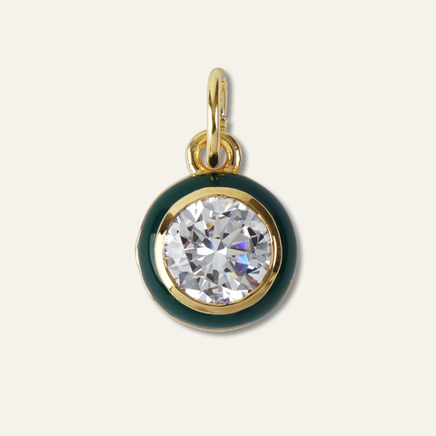 Forest Green Enamel Bezel Charm