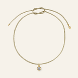 Gold Lurex Necklace Cord with Bezel Charm