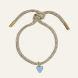 Gold Lurex Bracelet Cord with Mini Blue Enamel Heart Charm