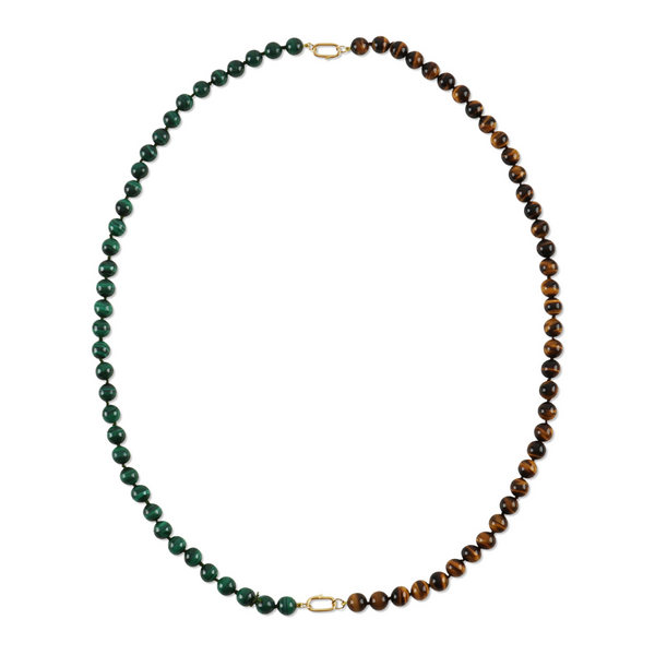 Gemstone Necklace Bundle: Tiger’s Eye Knotted Necklace + Malachite Knotted Necklace
