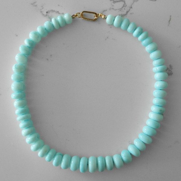 Graduated Jumbo Blue Opal Gemstone Necklace