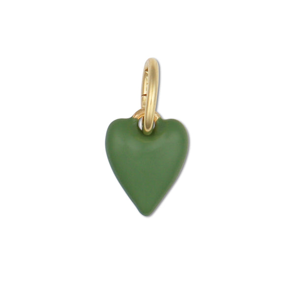 mini enamel green heart charm