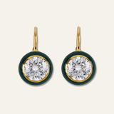 Green Enamel Bezel Drop Earring