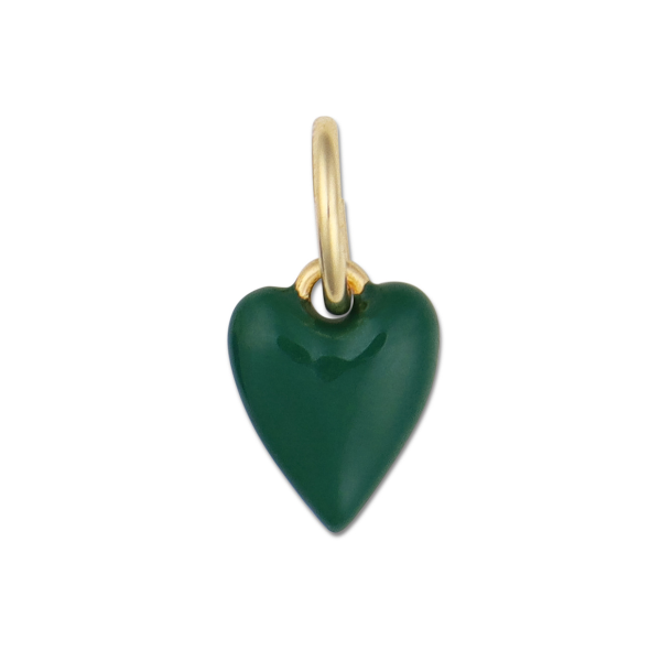 Mini Green Enamel Heart Charm
