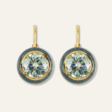 Green Shimmer Enamel Bezel Earrings