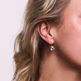 Green Shimmer Enamel Bezel Earrings