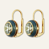Green Shimmer Enamel Bezel Earrings